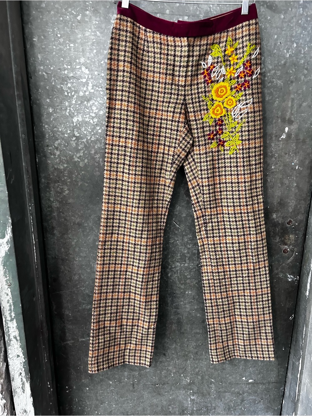 Vintage Anthropologie Wool Embroidered Pants - Brown